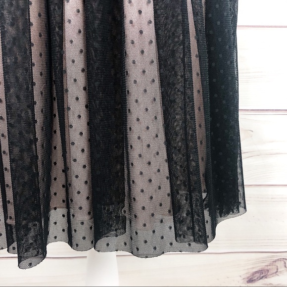 BCX Black & Nude Illusion Neckline Polka Dot Dress - Picture 5 of 9